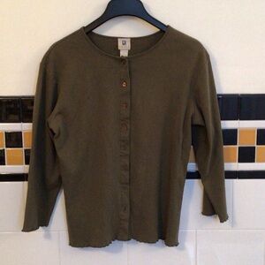 Casual Olive Button-Down Shirt for Women